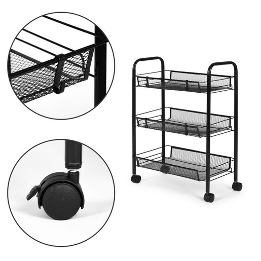 ModernHome  Metalna mobilna polica za kupatilo sa 3 nivoa i točkićima