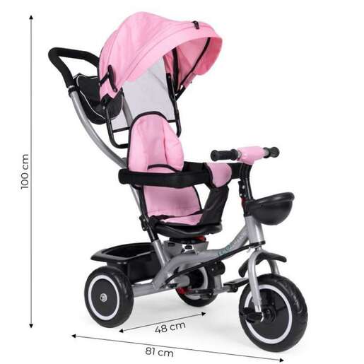 EcoToys 2U1 Tricikl sa rotirajućim sedištem i sklopivom tendom WQL-066-52 PINK