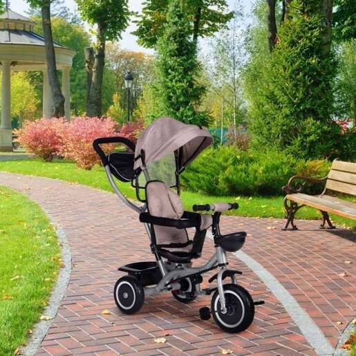 EcoToys 2U1 Tricikl sa rotirajućim sedištem i sklopivom tendom  WQL-066-18 BEI