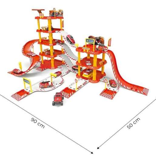 Velika parking garaža vatrogasna stanica, 4 nivoa, benzinska pumpa, 100 elemenata