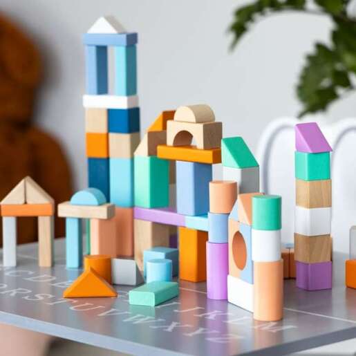 Eco Toys Drvene Kocke 100 komada sa kanticom i sorterom  2505