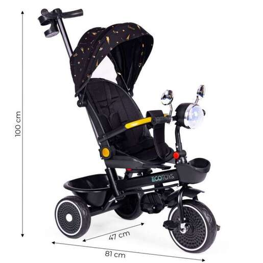 Eco Toys Tricikl za decu sa rotirajućim sedištem WQL-186 BLACK