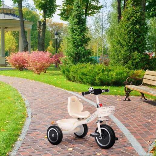 Eco Toys Tricikl sa neklizajućim rukohvatima, zvoncem i korpom WQL-1999 BEIGE