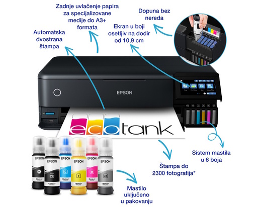 Epson multifunkcionalni inkjet štampač L8180 EcoTank A3 MFP Photo