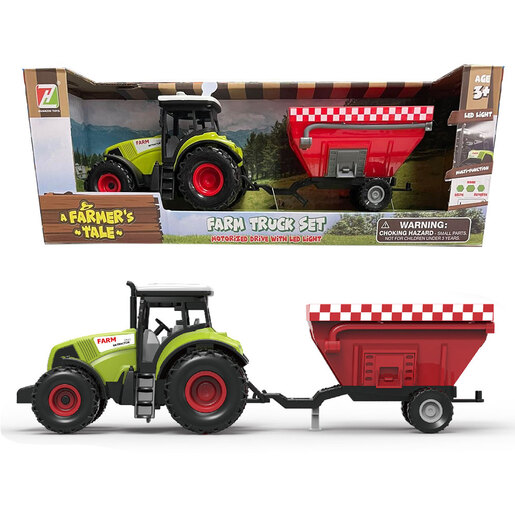 Traktor sa crvenom prikolicom