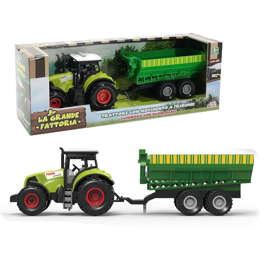 Traktor sa zelenom prikolicom