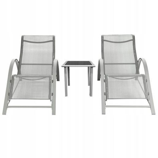 ModernHome Set od 2 ležaljke za baštu sa stolom Gray