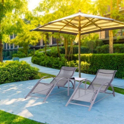 ModernHome Set od 2 ležaljke za baštu sa stolom Gray