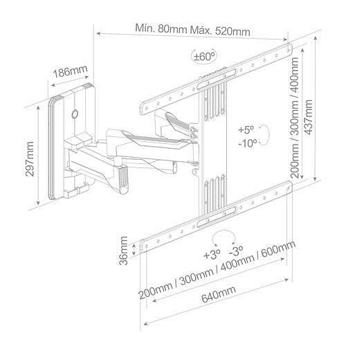 Holmios 55019, 37 - 80 Ugao Do 10', Dupli Zglobni TV Nosač
