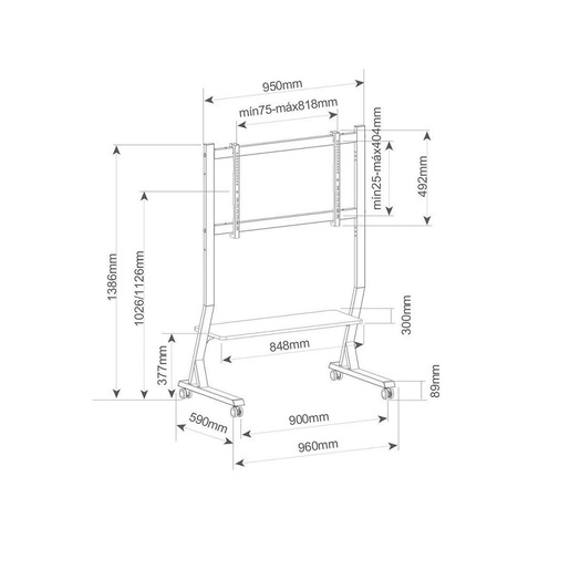 Holmios 60005, 45-90, Podni Pokretni TV Nosač