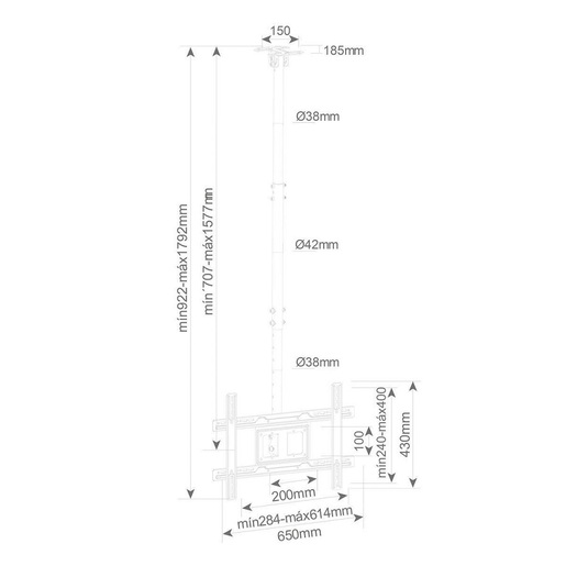 Holmios 55029, 37-80, Plafonski Rotirajući TV Nosač