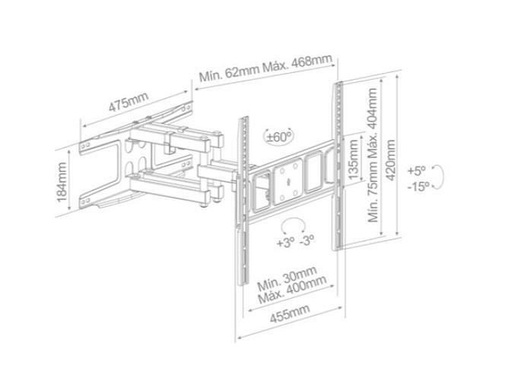 Holmios 55018, 32 - 70, Ugao Do 15', Dupli Zglobni TV Nosač
