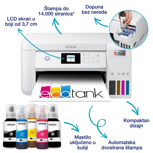 Epson multifunkcionalni inkjet štampač EcoTank L4266, C11CJ63414