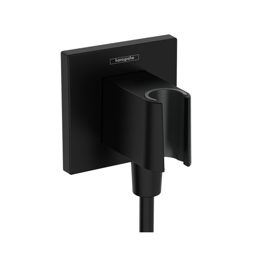 Hansgrohe FixFit E Square Matt Black priključak za crevo ručnog tuša sa držačem za ručni tuš sa nepovratnim ventilom 26889670