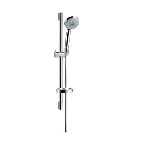 Hansgrohe Croma 100 Chrome tuš set: ručni tuš sa 3 mlaza, Isiflex B 1600 crevo za tuš i usponska šipka sa kliznim držačem i policom 27775000