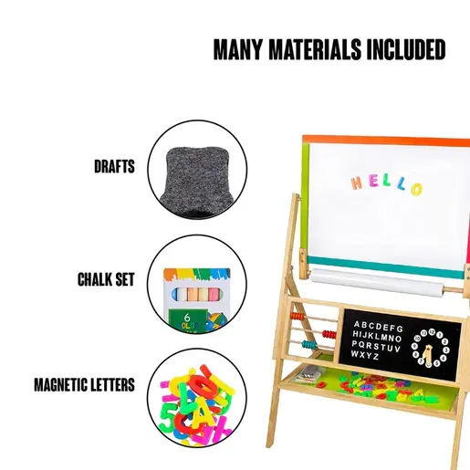 KINDER HOME Dečija drvena tabla sa magnetima i dodacima šarena V12B103