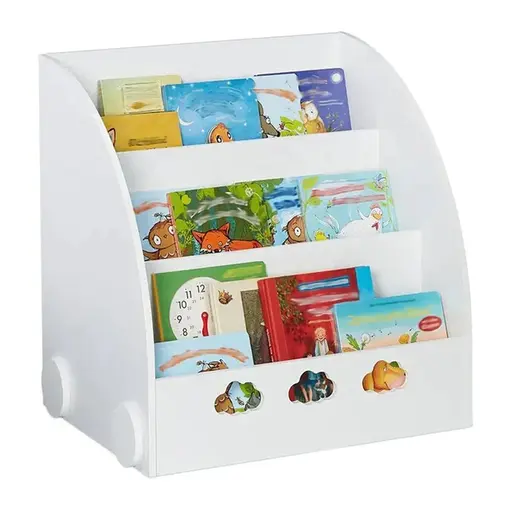 KINDER HOME Dečija drvena polica za knjige sa delom za skladištenje bela TF-5733