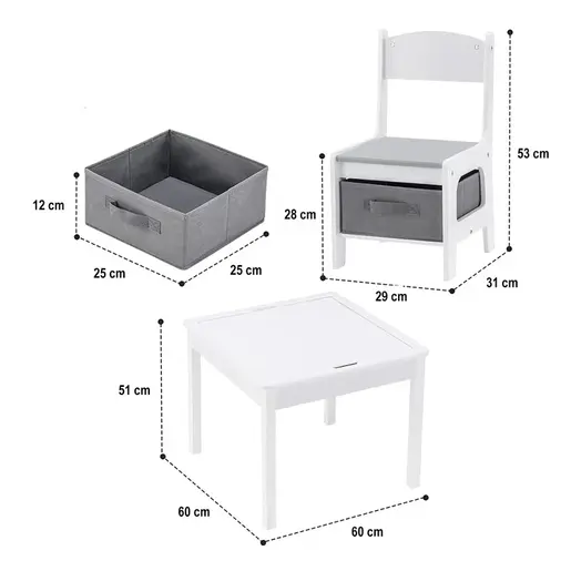 KINDER HOME Dvostrani dečiji sto sa 2 stolice šareni TF-6705