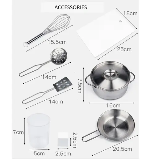 KINDER HOME Dečija drvena kuhinja sa zvukom, svetlom i priborom za kuvanje belo-siva V10C493J