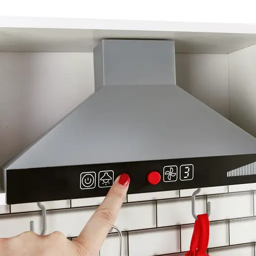 KINDER HOME Dečija drvena kuhinja sa zvukom, svetlom i priborom za kuvanje belo-siva V10C493J