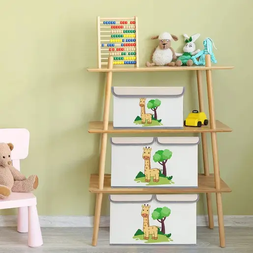 KINDER HOME Dve preklopne kutije za odlaganje sa poklopcem i ručkama bele SN04