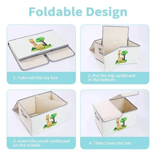 KINDER HOME Dve preklopne kutije za odlaganje sa poklopcem i ručkama bele SN04