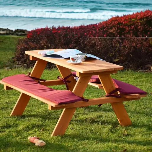 KINDER HOME Dečiji sto za piknik sa klupama i mekim jastucima C089