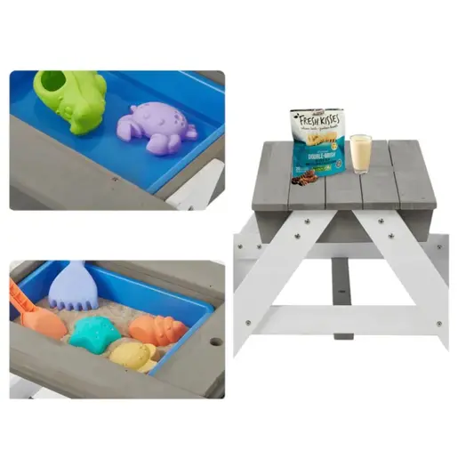 KINDER HOME Dečiji baštenski sto 3 u 1 KINDER HOME, kišobran sa podesivom visinom, pokretni vrh za aktivne igre na otvorenom 2401