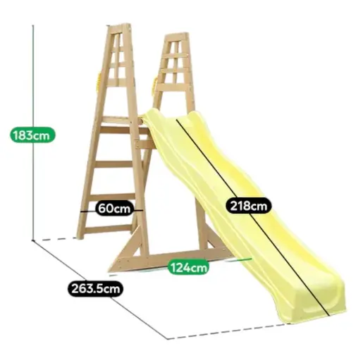 KINDER HOME Dečija drvena penjalica sa toboganom C440