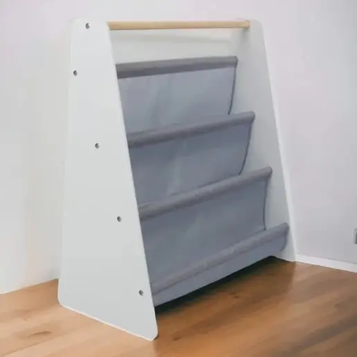 KINDER HOME Prenosna dečija polica za knjige - bela, siva TF-6932