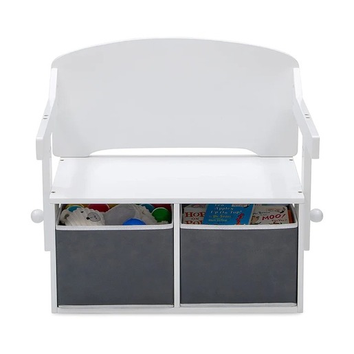 KINDER HOME Dečija drvena klupa, radni sto i organizator belo-siva TF6615