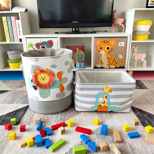 KINDER HOME Sklopiva dečija korpa za igračke i odeću siva GH-KK03