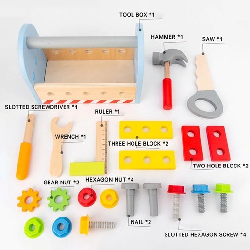 KINDER HOME Drveni alat u torbi,set za igru V03D150