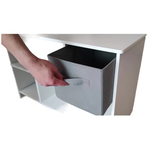 KINDER HOME Drvena komoda sa 6 tekstilnih fioka za odlaganje siva TF5491