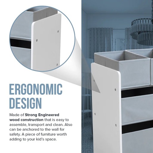 KINDER HOME Organizator za igračke belo-sivi JVTR-3090-1