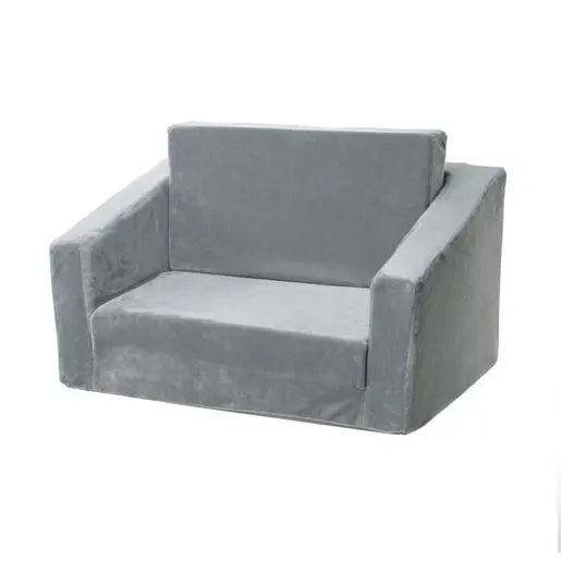 KINDER HOME Plišana dečija sofa-krevet 2u1 siva 15047