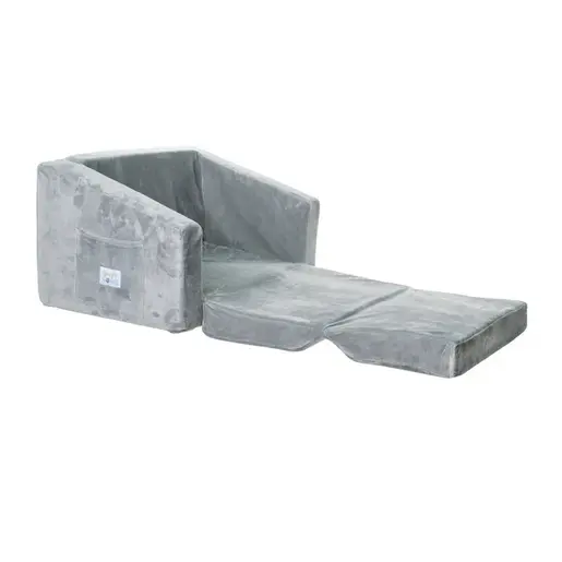 KINDER HOME Plišana dečija sofa-krevet 2u1 siva 15047