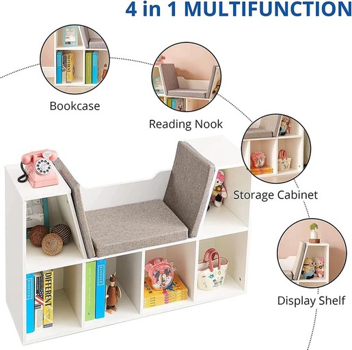 KINDER HOME 3 u 1 dečija polica za knjige i klupa JVTR-3153