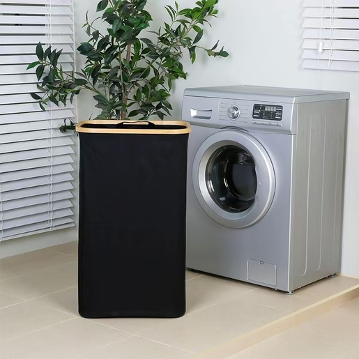 Bolzz Korpa za veš bamboo black BOLKVESBLK