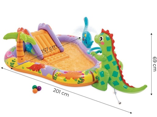 Intex Dečiji bazen na naduvavanje sa vodenim parkom sa toboganom, fontanom i dinosaurima  56139