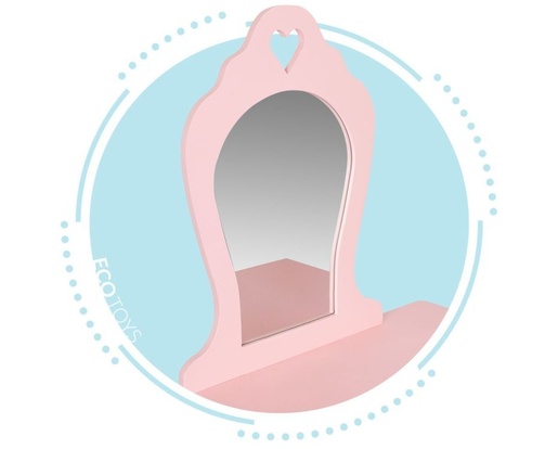 Eco Toys Veliki drveni sto za šminkanje za devojčice sa ogledalom, pink, FH-KF200011-P