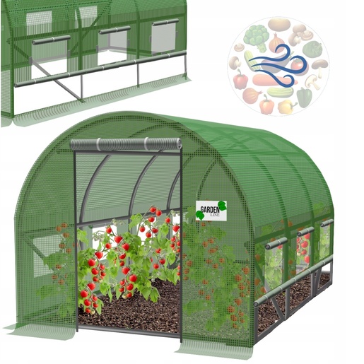 Chomik Baštenski plastenik 3-segmentni 3 x 2 x 2 m zeleni sa opcijom dodatne ventilacije TUN3910