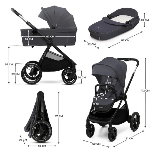 Kinderkraft kolica za bebe 2u1 nea 2 deep grey KSNEA002DGR20
