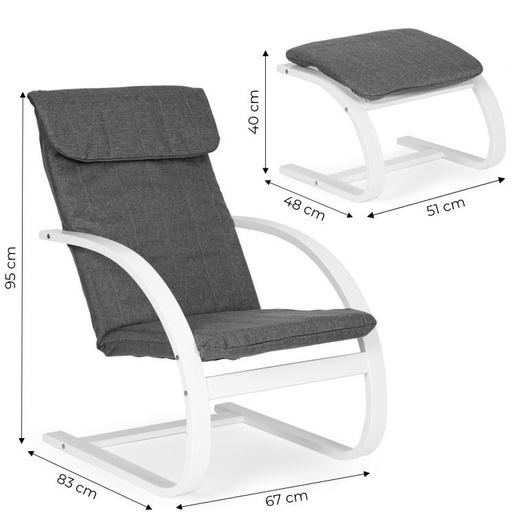 Modern Home Stolica za ljuljanje sa naslonom za noge white TXWQM-31-6WHI