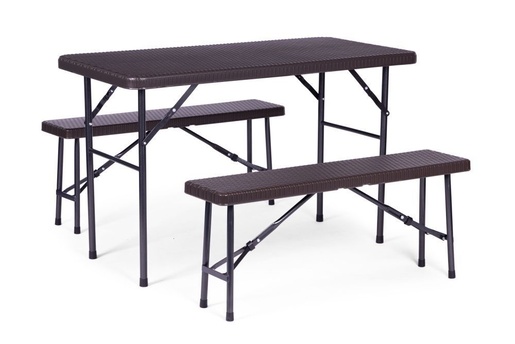 Modern Home Sklopivi set 120 cm sto sa 2 klupe banquet – brown RAK-120D BROWN