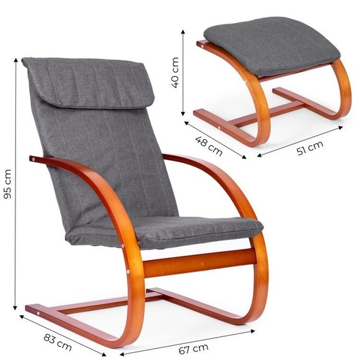 Modern Home Stolica za ljuljanje sa naslonom za noge walnut TXWQM-31-6WAL