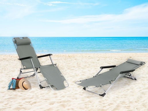 Baštenska ležaljka za plažu 2u1, siva, MultiGarden