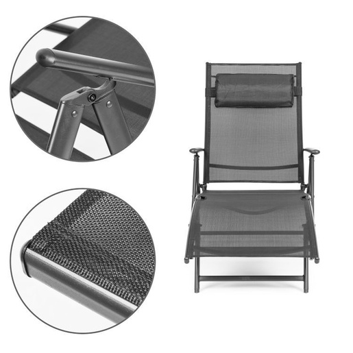 Multi Garden Sklopiva baštenska ležaljka za plažu sa podesivim naslonom i čeličnim ramom, gray ZRL020 GRAY
