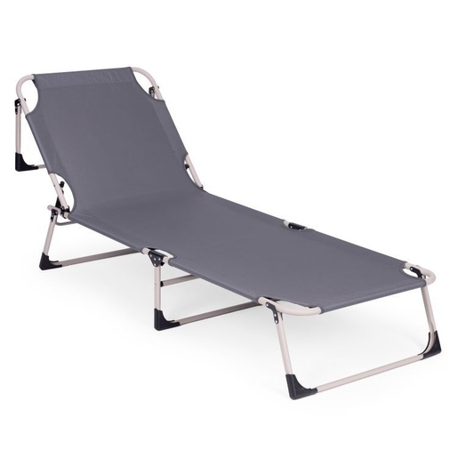 Multi Garden Sklopiva baštenska ležaljka za pecanje sa dušekom i jastukom, siva, GMFC-20180