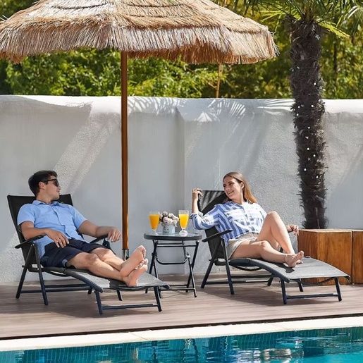 Multi Garden Sklopiva baštenska ležaljka za plažu sa podesivim naslonom i čeličnim ramom, black, ZRL020 BLACK